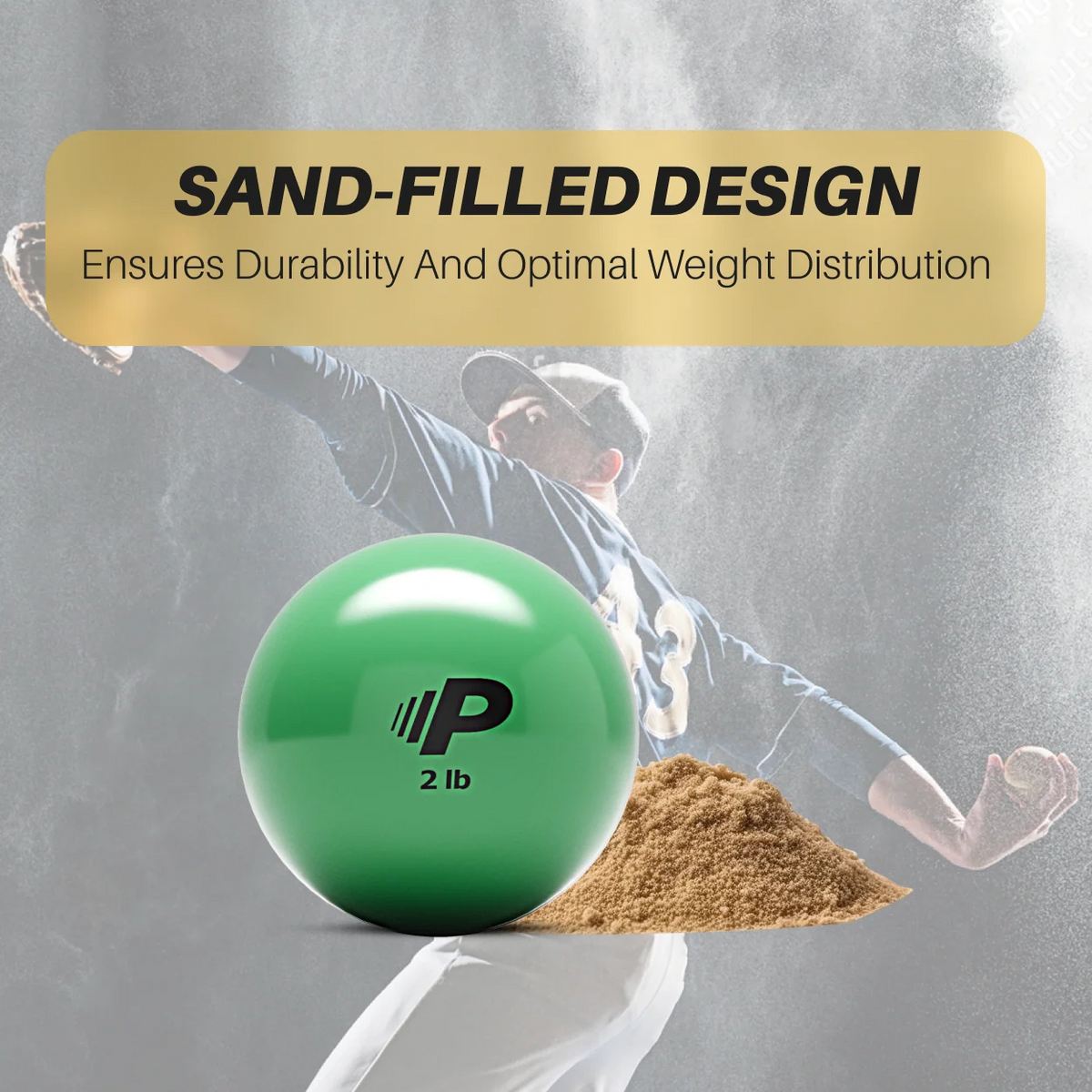 Green Oversized 2lb Plyo Ball designed with sand, ensuring durability and optimal weight distribution