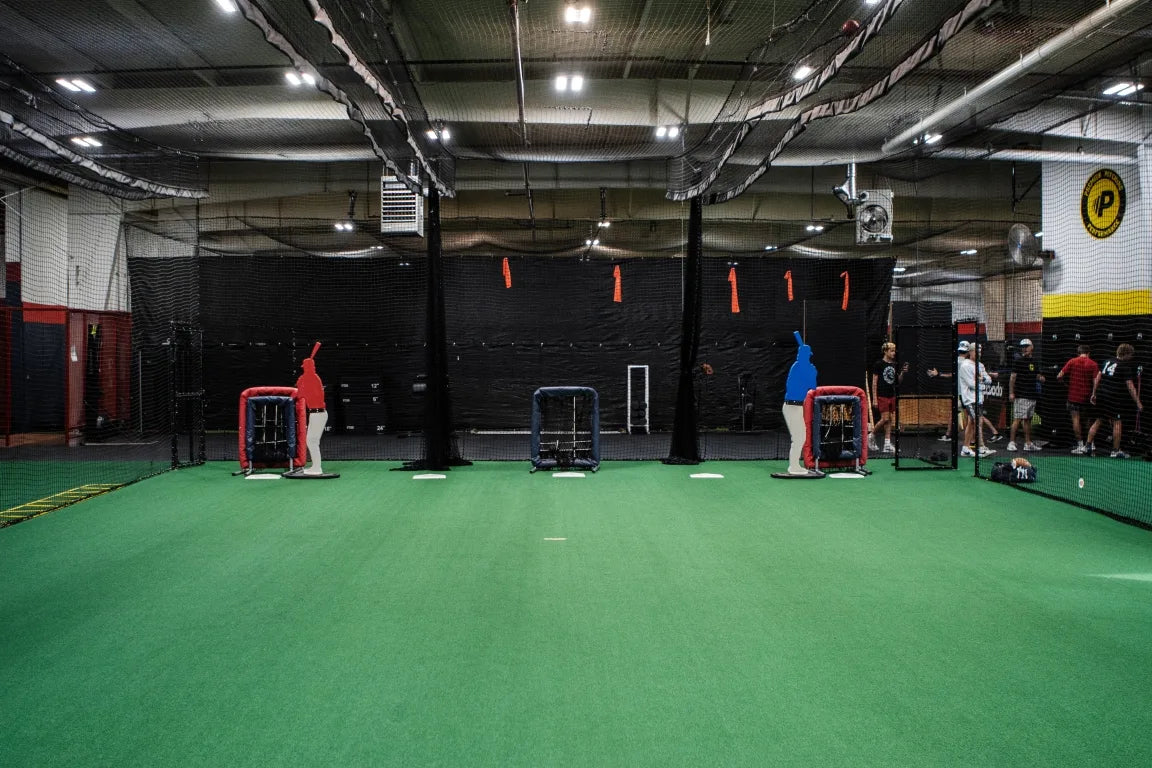 Indoor baseball training space at Champions Village in Fenton Missouri