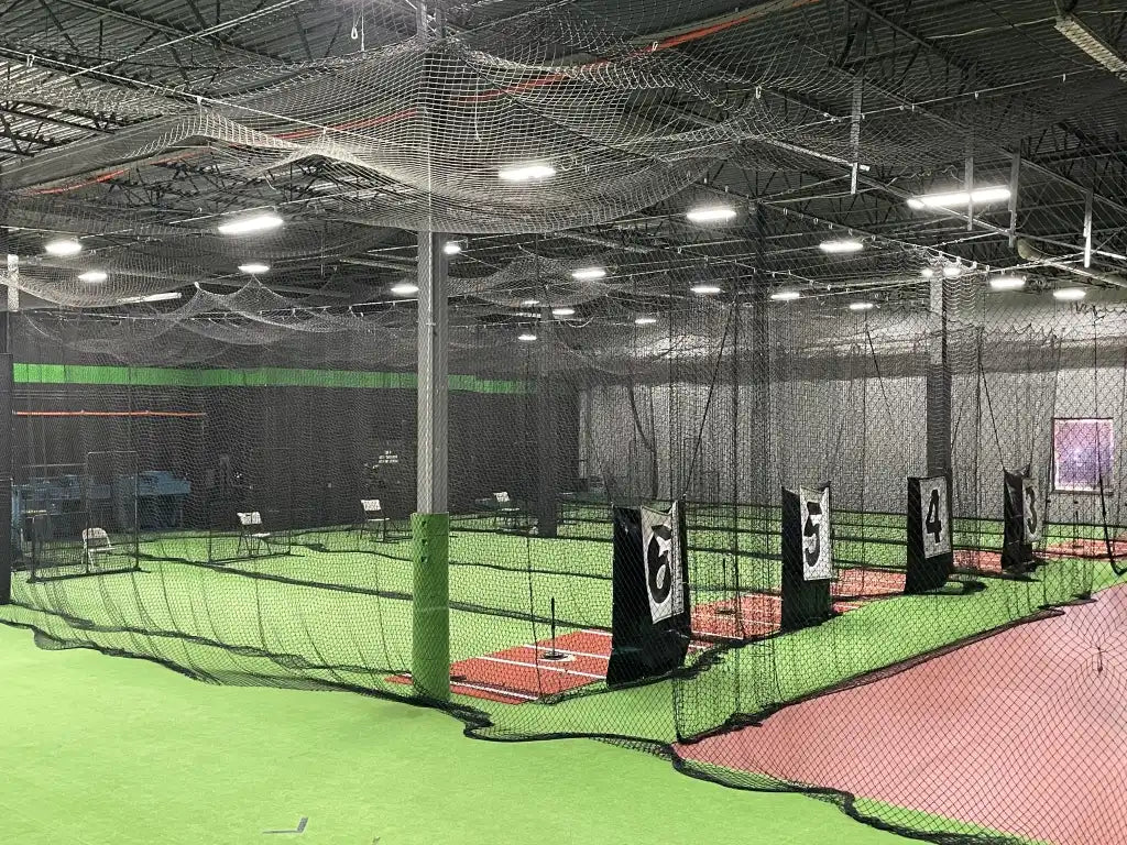 Pitching lanes and netted training areas at Premier Pitching Chicago